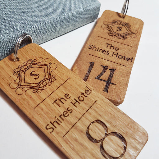 Engraved Hotel Room Number Wooden Keyring I Logo Keychain