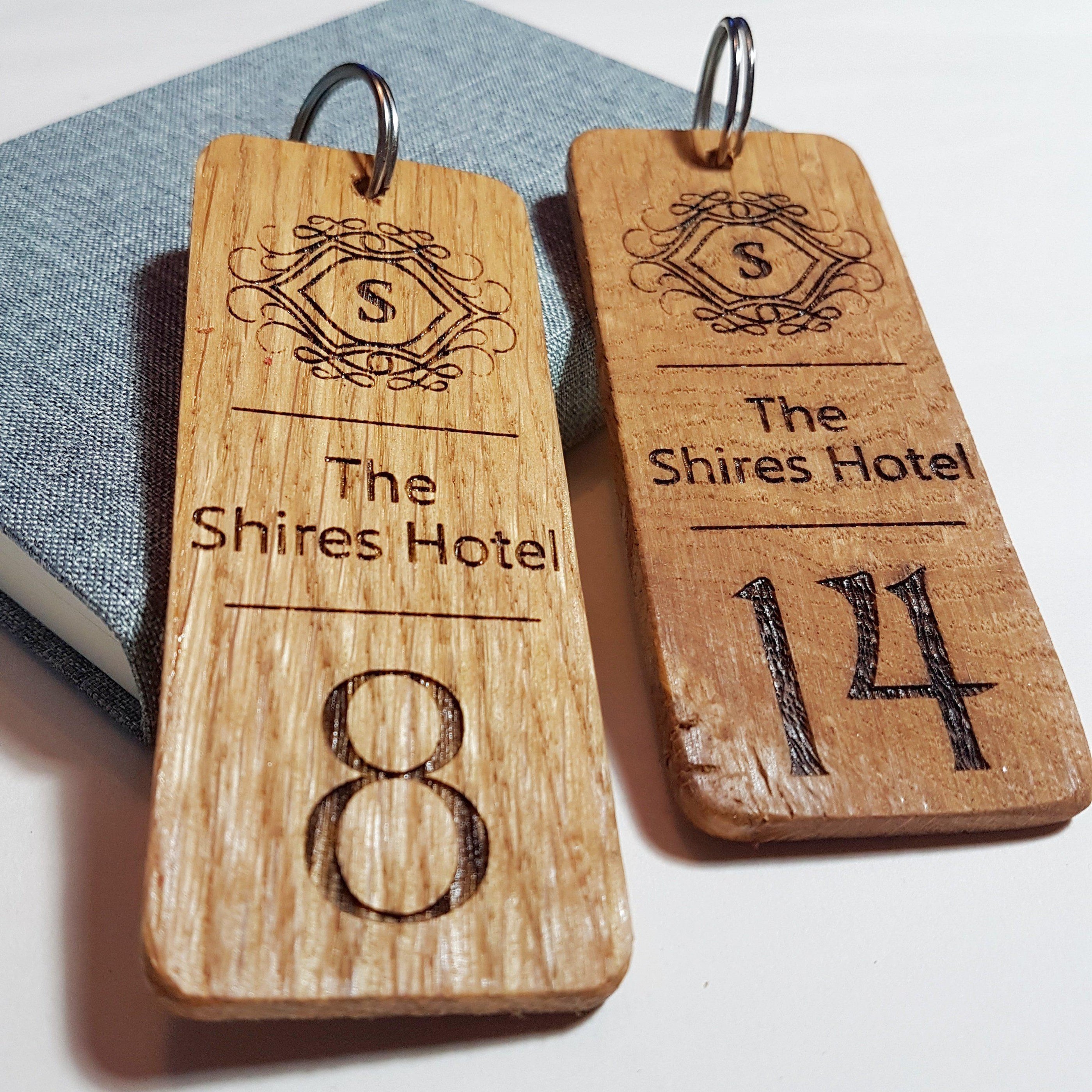 Hotel Key Numbers Engraved Hotel Room Number Wood Keyring I Logo Keychain I Make Memento