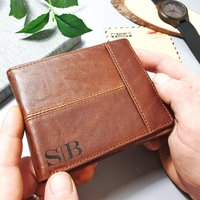 Engraved Leather Wallet I 3rd Anniversary I Personalised Gift for Men