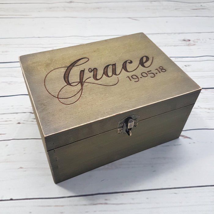 Engraved Memorial Bereavement Date Box I Personalised Memory Box With Lock