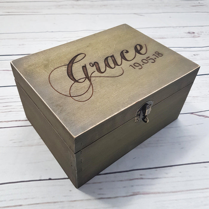 Engraved Memorial Bereavement Date Box I Personalised Memory Box With Lock