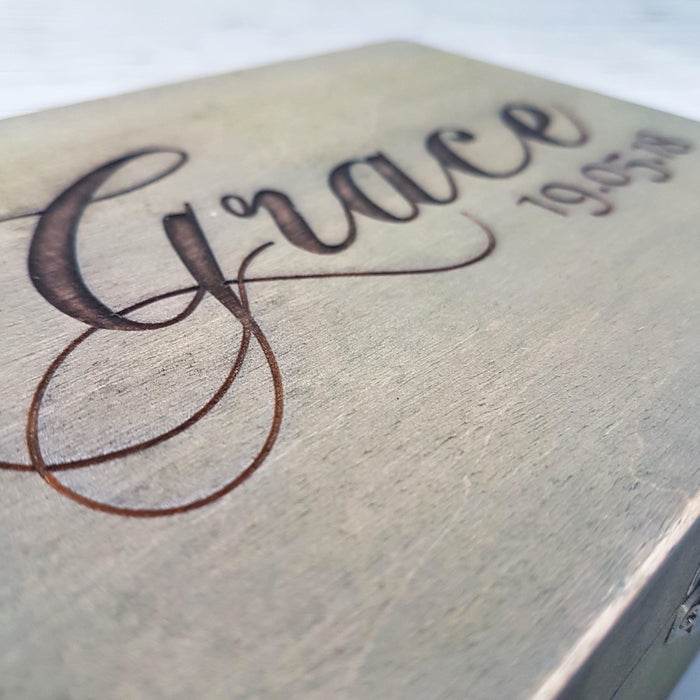 Engraved Memorial Bereavement Date Box I Personalised Memory Box With Lock