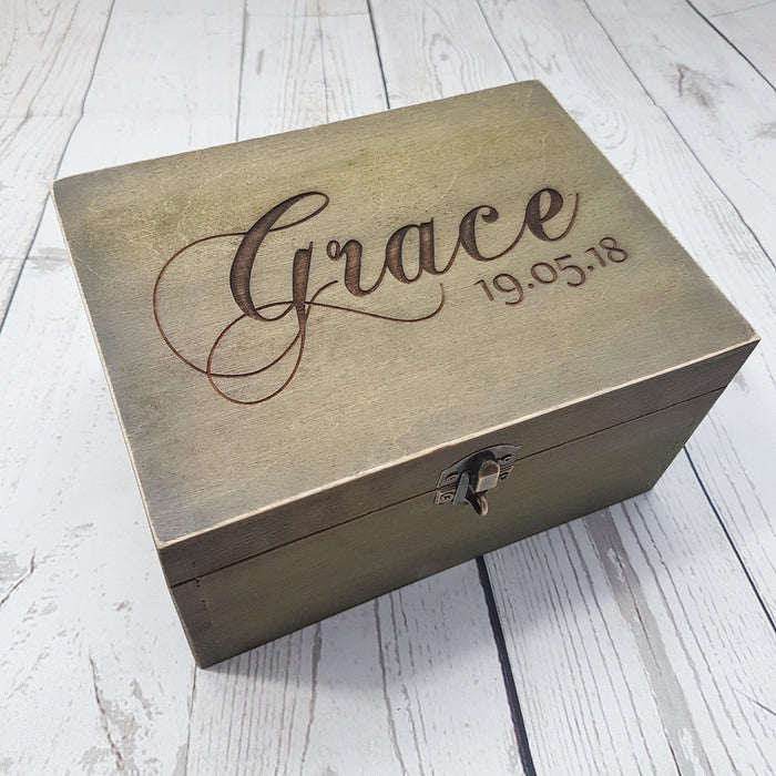 Engraved Memorial Bereavement Date Box I Personalised Memory Box With Lock