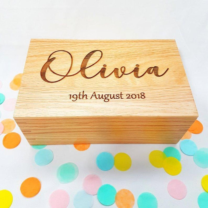 Engraved Oak Birthday Gift Box I 16th 18th 21st Birthday Milestone Gift I Jewellery Box