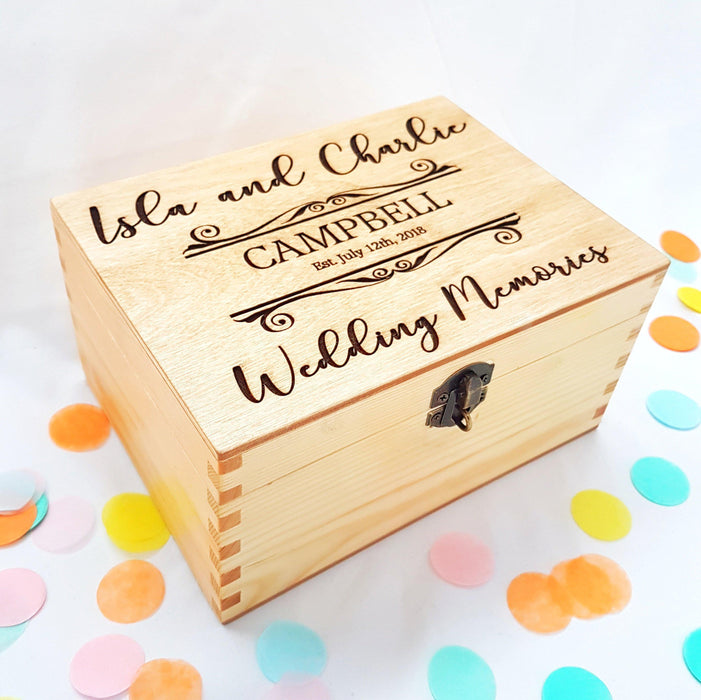 Engraved Wedding Keepsake Box I Lockable Bride Groom Box