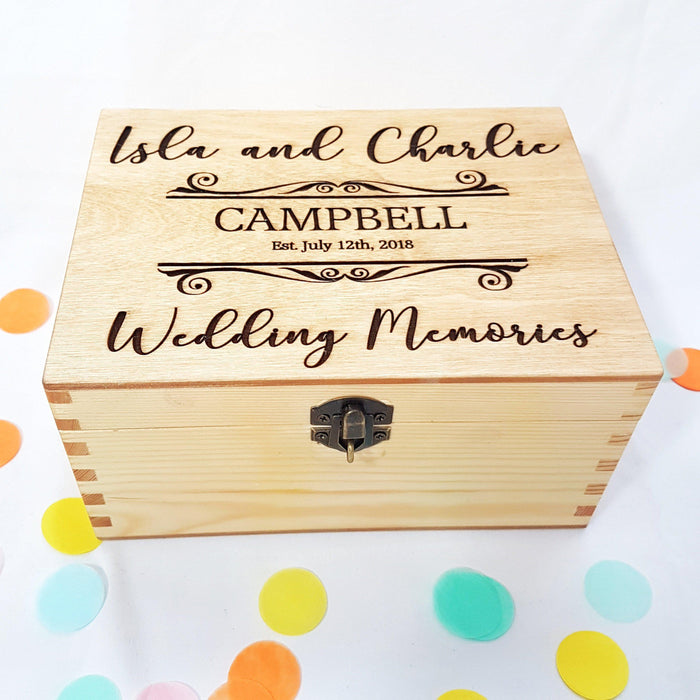 Engraved Wedding Keepsake Box I Lockable Bride Groom Box