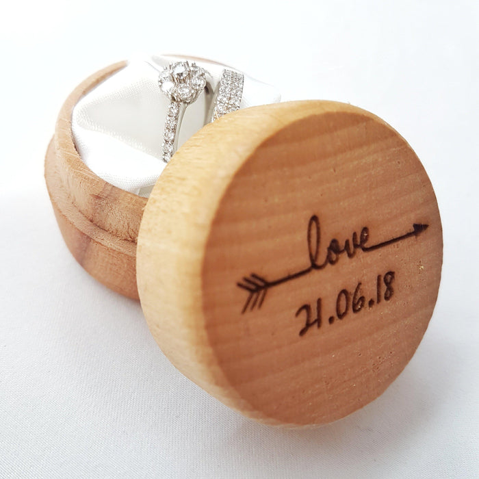 Engraved Wedding Ring Box I Anniversary Wooden Gift Box