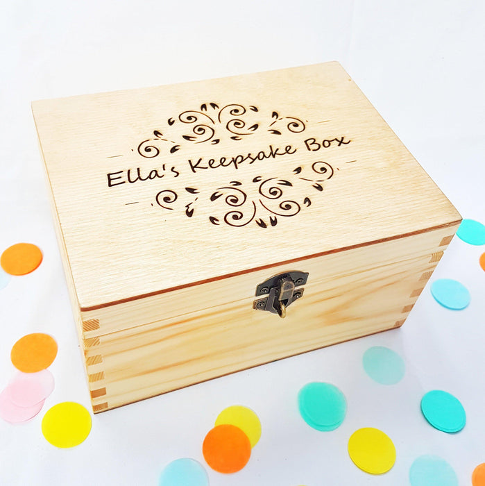 Engraved Wood Keepsake Box I Personalised Memory Box