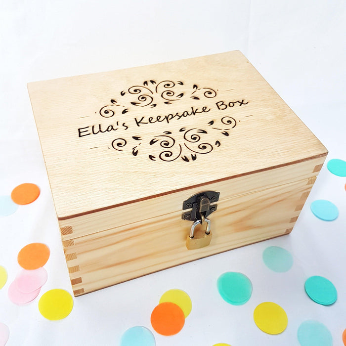 Engraved Wood Keepsake Box I Personalised Memory Box