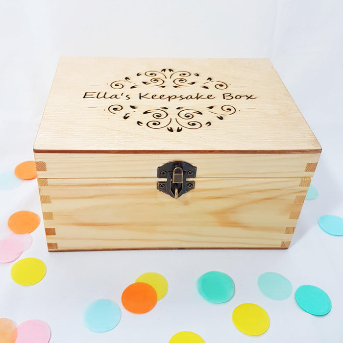 Engraved Wood Keepsake Box I Personalised Memory Box