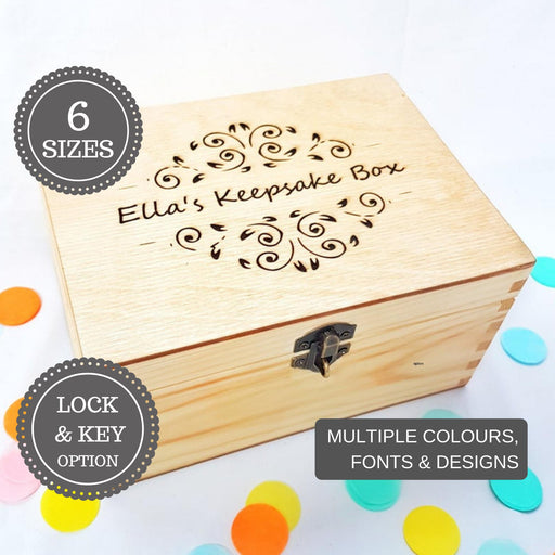 Engraved Wood Keepsake Box I Personalised Memory Box