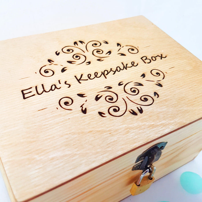 Engraved Wood Keepsake Box I Personalised Memory Box