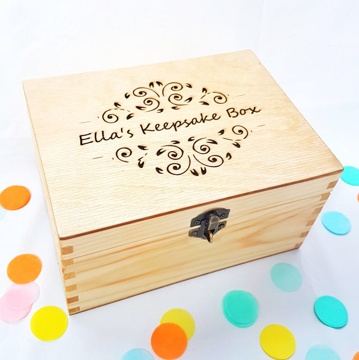 Engraved Wood Keepsake Box I Personalised Memory Box