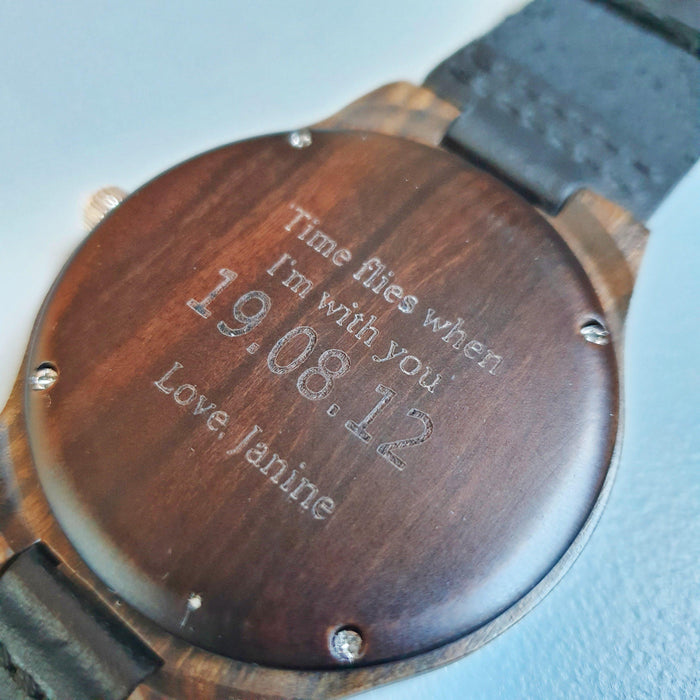 Engraved Wood Mens Watch I 21st 18th 30th 40th 60th Birthday Gift
