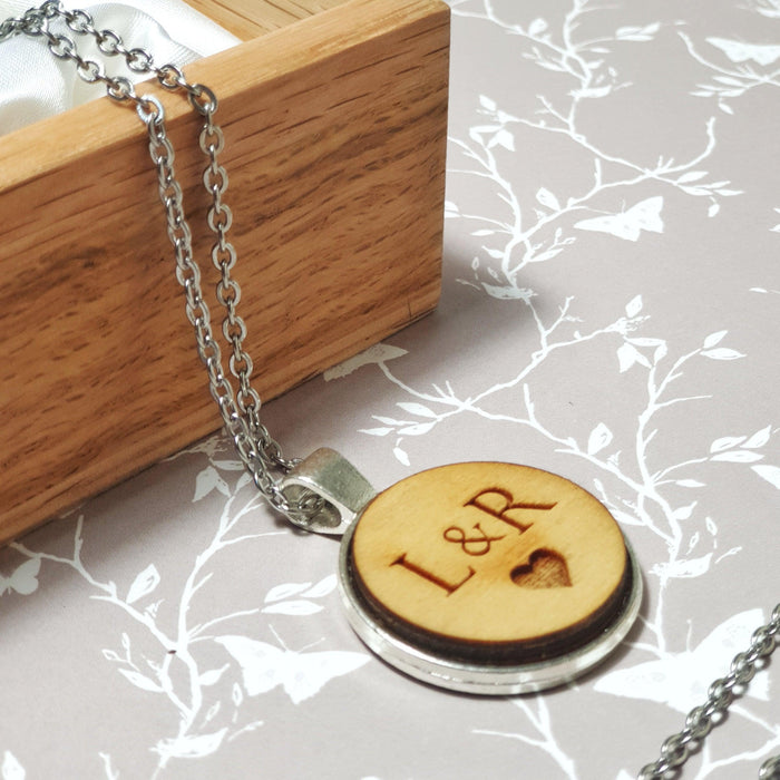 Engraved Wood Necklace I Personalised Wife Girlfriend Anniversary Gift