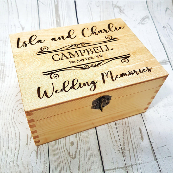 Engraved Wooden Wedding Memory Box I Anniversary Keepsake Box