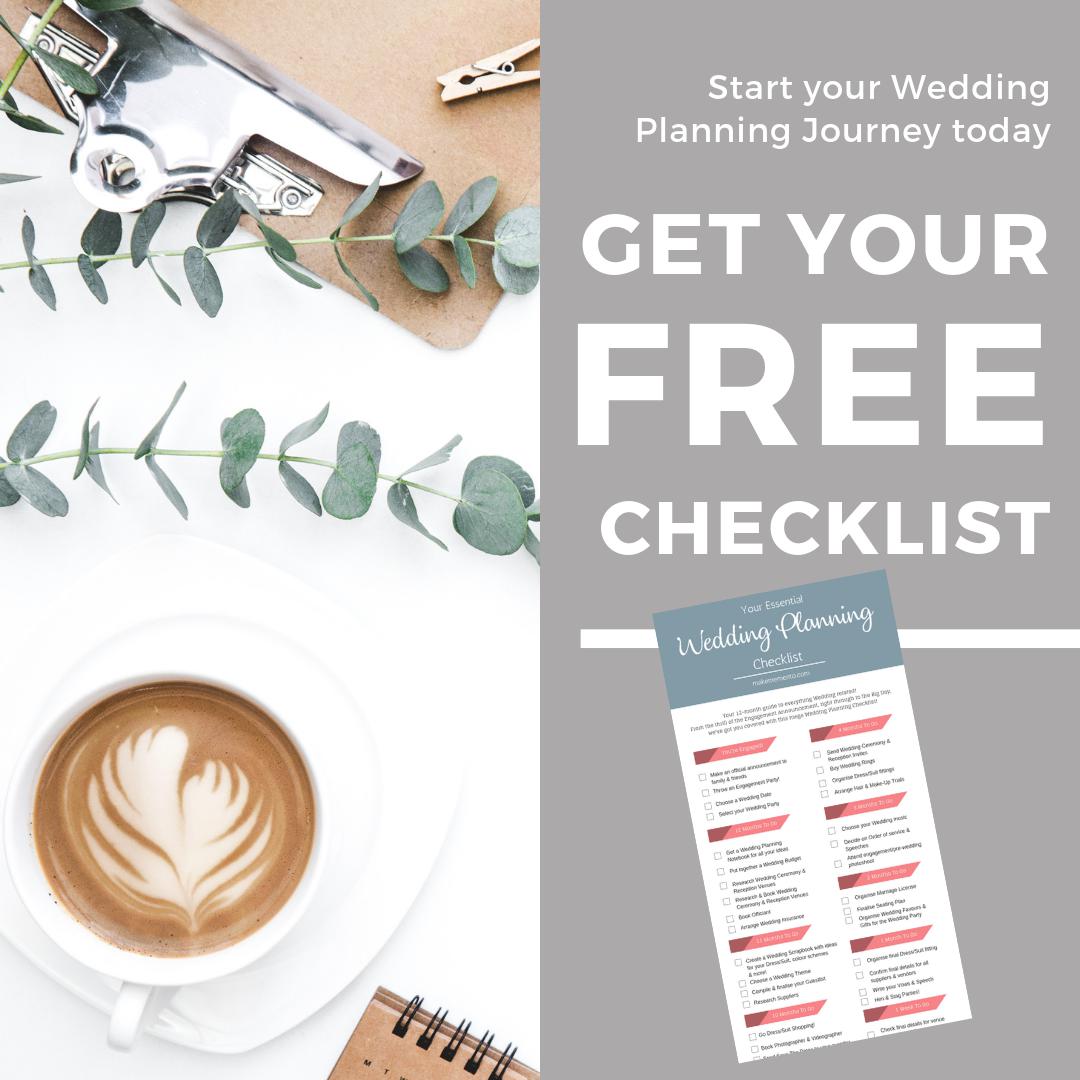 FREE 12-Month Wedding Checklist - Downloadable File