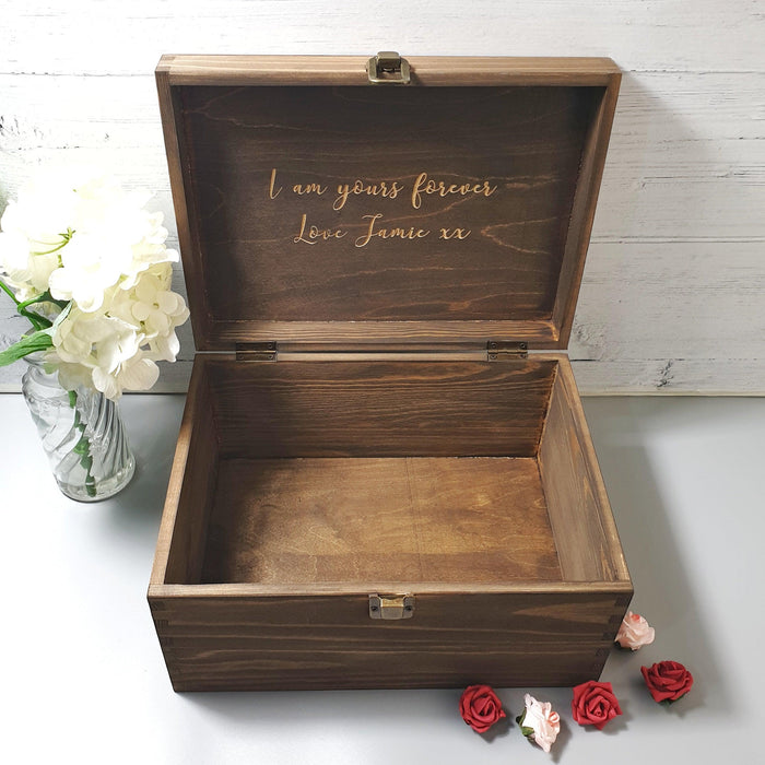Personalised 70th Birthday Keepsake Box For Her – Wooden Gift With Gold Wreath, White