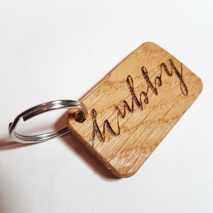 Hubby and Wifey Engraved Keyring Set