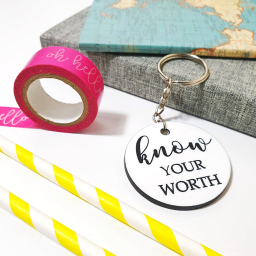 Know Your Worth Keyring I Motivational Gift I Inspirational Keychain I Gift Idea