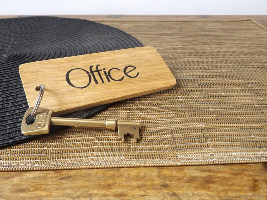 Large Oak Wood Office Keyring