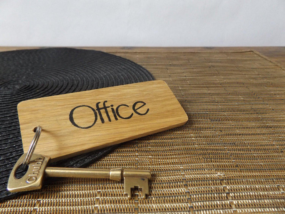 Large Oak Wood Office Keyring