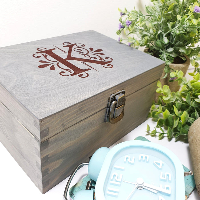 Monogram Initial Memory Box I Floral Wooden Gift Box I Christmas Gift ...