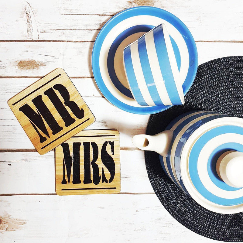 Mr & Mrs Coaster Set I Wedding Bride & Groom Gift