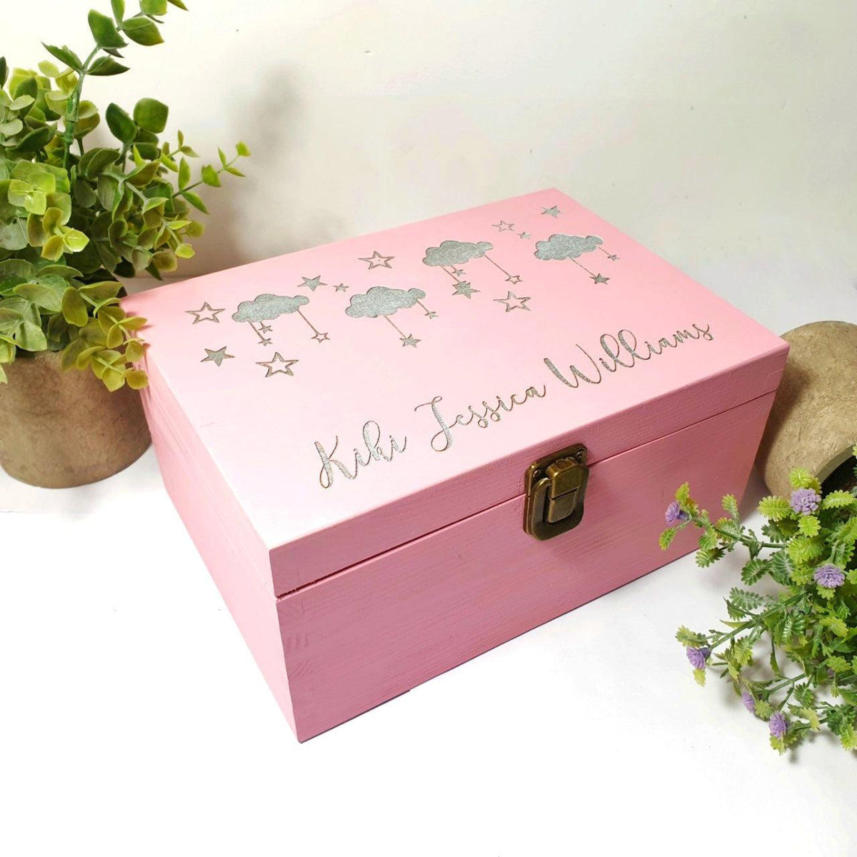 New Baby Memory Box I Clouds Stars Baby Gift I Baby Girl