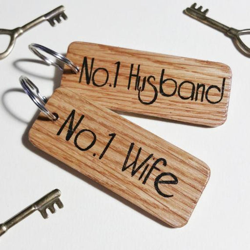 Number 1 Husband Wife Keyring Set