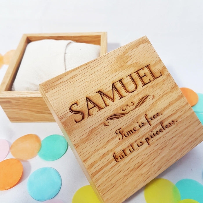 Personalised 5th Anniversary Watch Box I Wooden Wedding Gift For Him