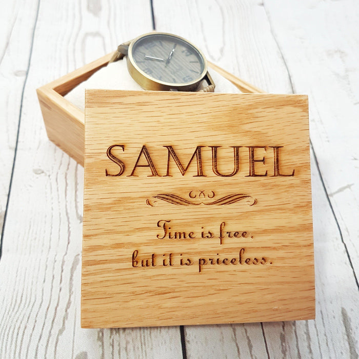 Personalised 5th Anniversary Watch Box I Wooden Wedding Gift For Him
