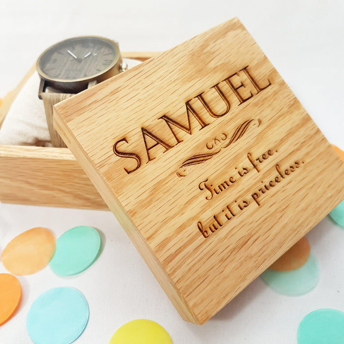 Personalised 5th Anniversary Watch Box I Wooden Wedding Gift For Him