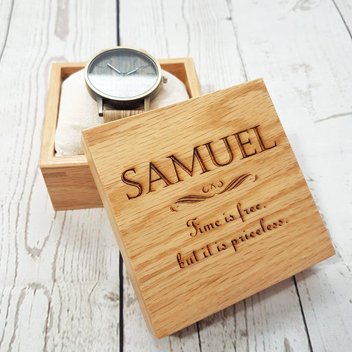 Personalised 5th Anniversary Watch Box I Wooden Wedding Gift For Him