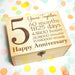 Personalised 5th Anniversary Wooden Box I Wedding Anniversary Gift