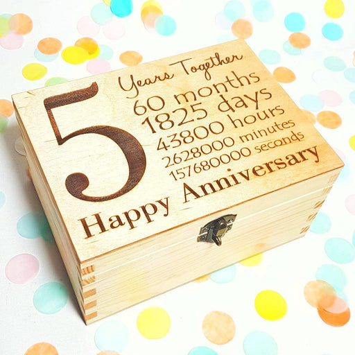 Personalised 5th Anniversary Wooden Box I Wedding Anniversary Gift