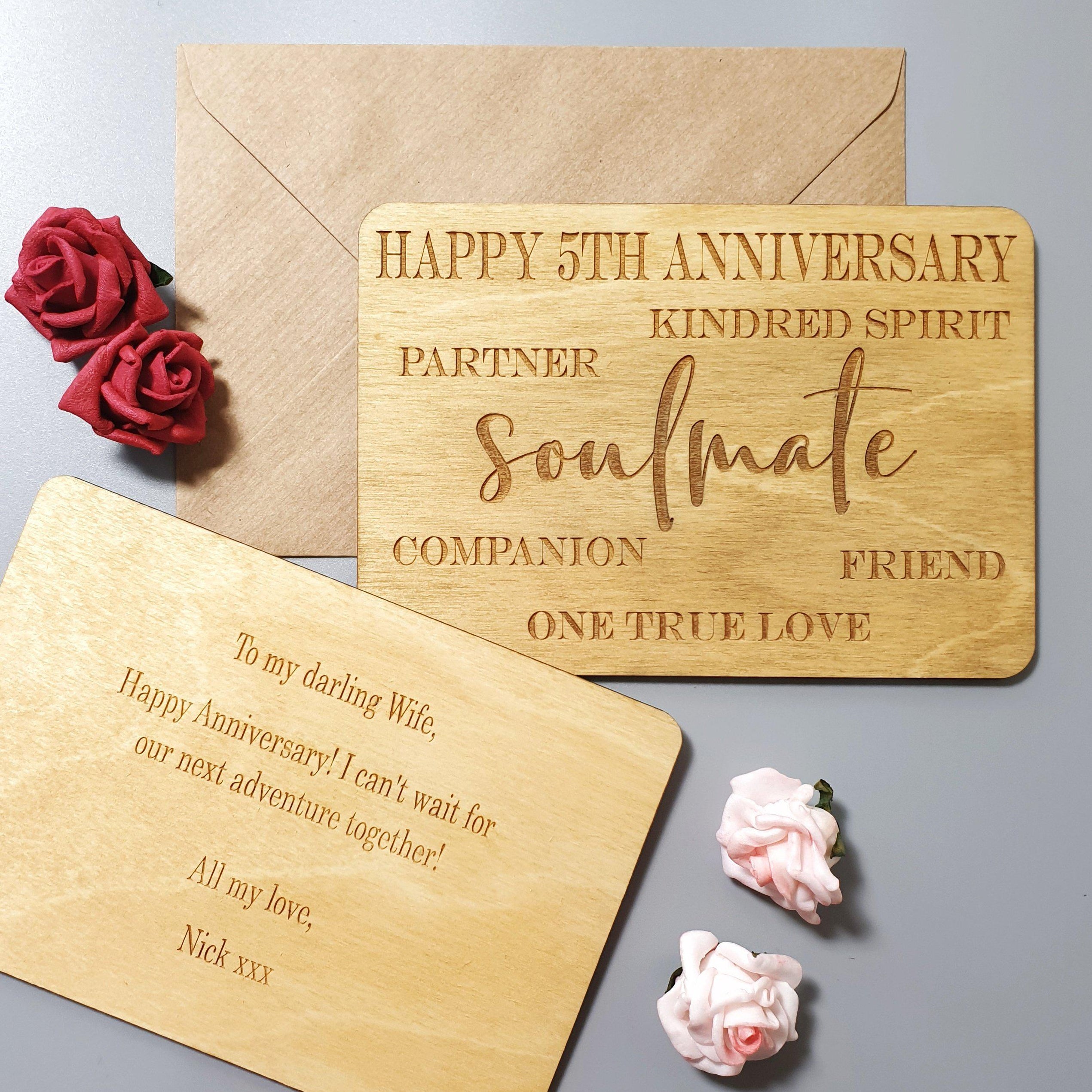Personalised Anniversary Wood Card Wife Husband I Girlfriend Gift ...