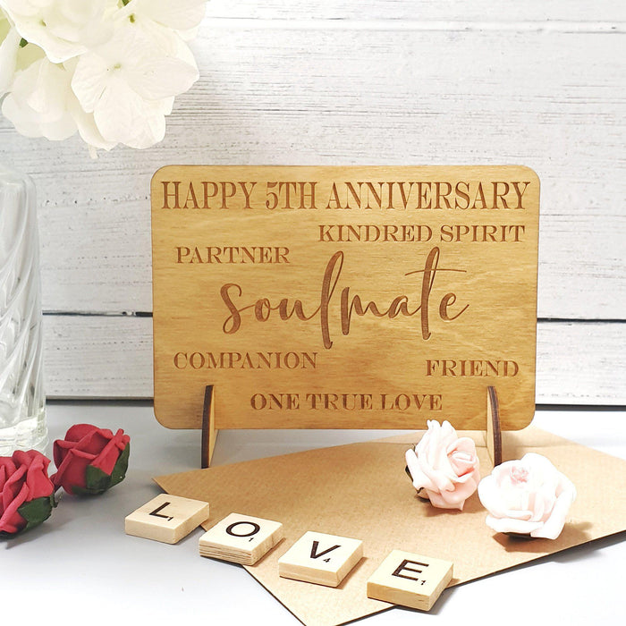 Personalised Anniversary Wood Card for Wife Husband I Boyfriend Girlfriend Card Gift