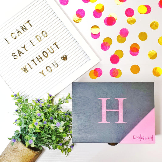 Personalised Bridesmaid Box I Bridal Shower Favour I Bridesmaid Proposal Monogram Gift I Maid of Honour Keepsake Box I Wedding Guest Favor