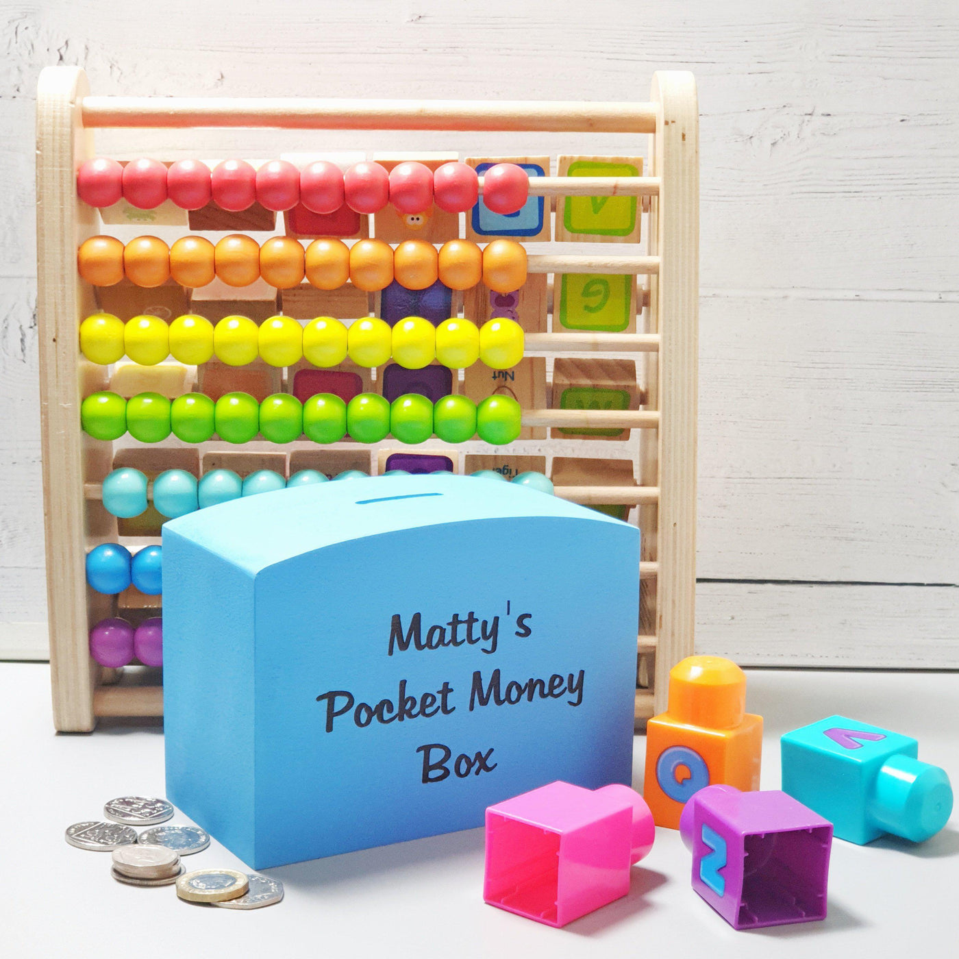 Personalised Colourful Wooden Children's Money Box I Make Memento