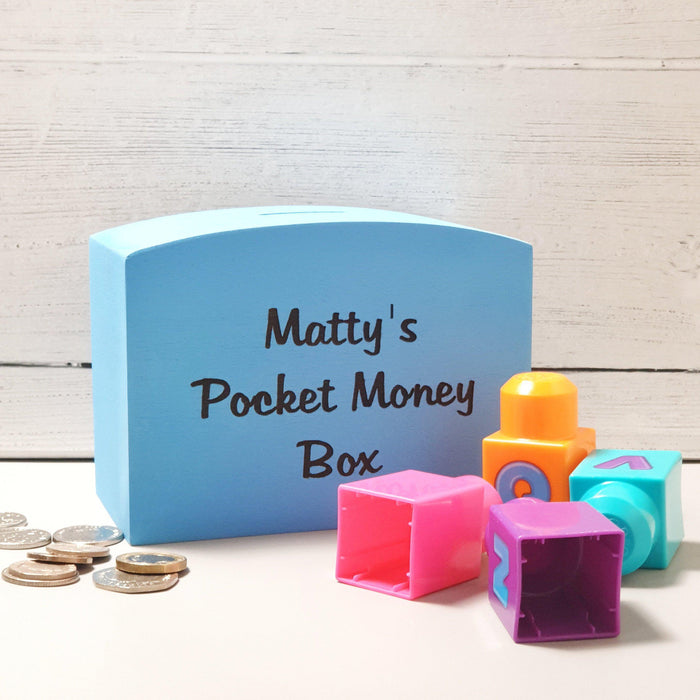 Personalised Childrens Money Box I Wooden Savings Box I Piggy Bank