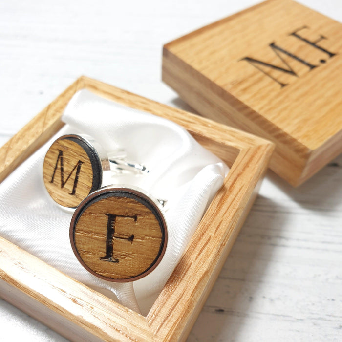 Personalised Engraved Wood Cufflinks I 18th 21st Birthday Gift For Him