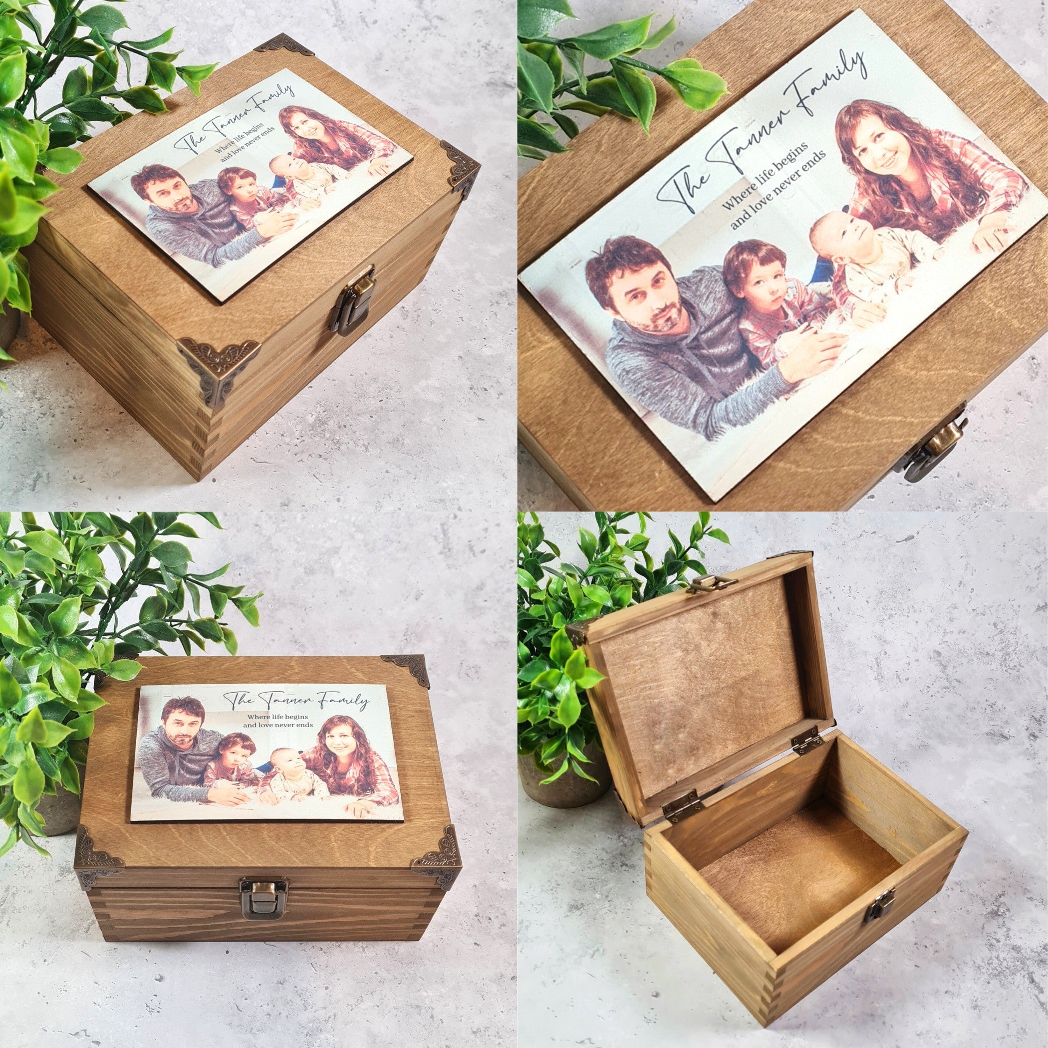 Memory Box For Long Distance Family Personalised Family Photo Memory Box I Large Wooden Keepsake Box With ...