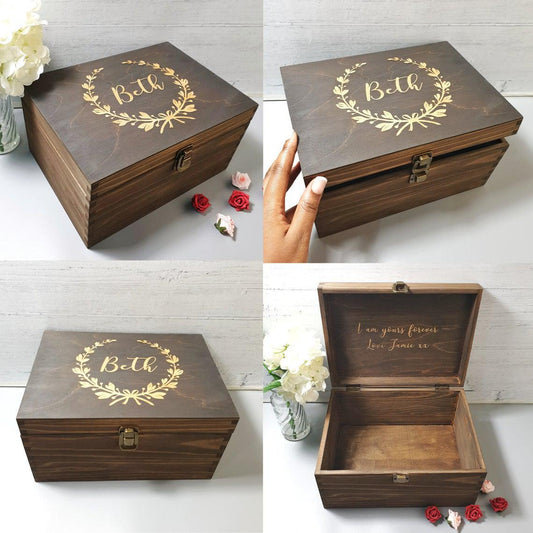 Personalised Floral Birthday Keepsake Box - 18th 21st 30th Birthday Memory Box