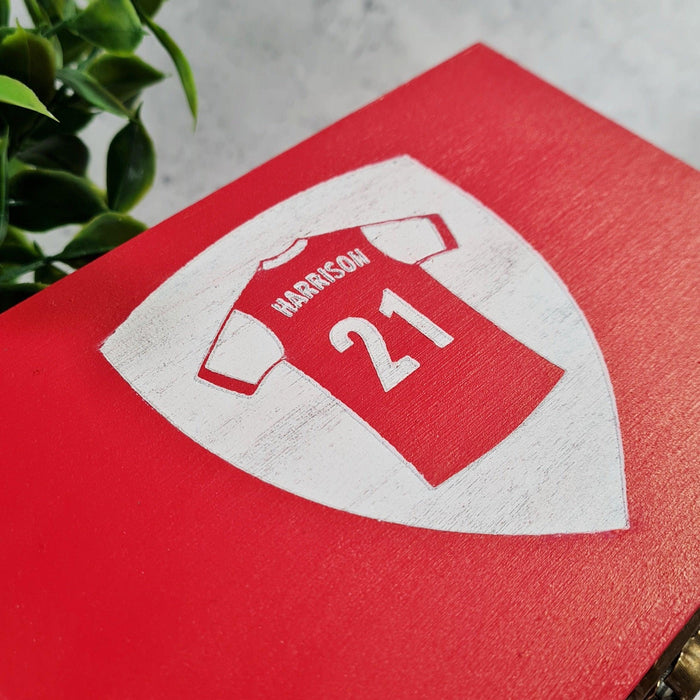 Personalised Football Shirt Keepsake Box I Football Team Medal Box I Custom Sports Badge Memory Box
