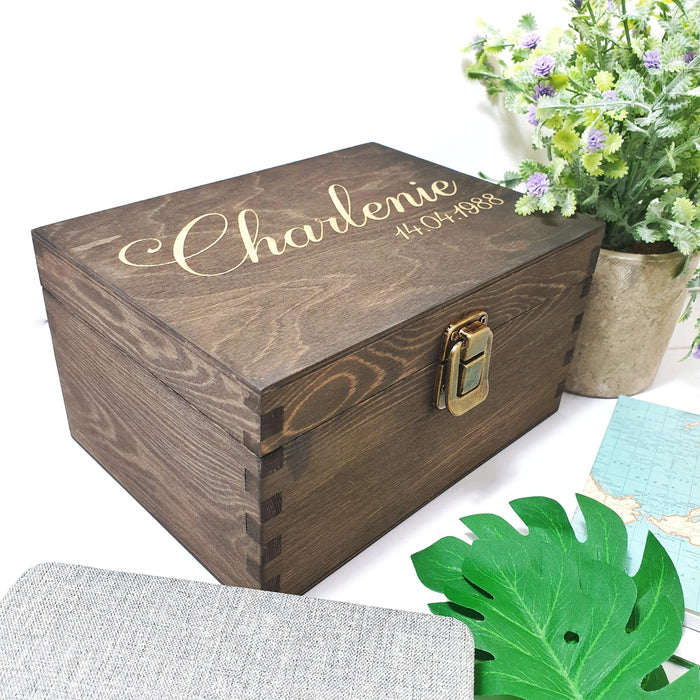 Personalised Keepsake Memory Box I Engraved Date Birthday Box I Wooden Bereavement Gift
