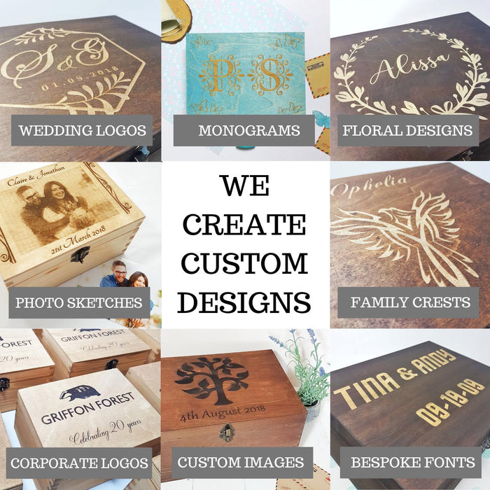 Personalised Logo Box l Custom Engraved Wooden Graphic Box I Branded Client Gift Box I Wedding Logo Box