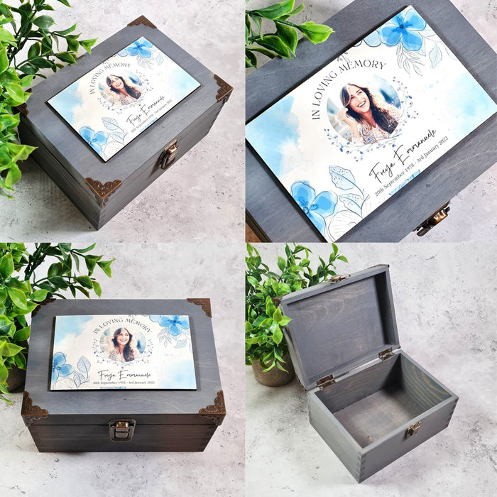 Personalised Memorial Bereavement Box I Custom Photo Funeral Keepsake Box I Wooden Sympathy Gift Box
