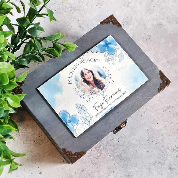 Personalised Memorial Bereavement Box I Custom Photo Funeral Keepsake Box I Wooden Sympathy Gift Box