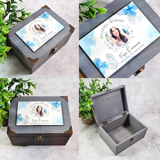 Personalised Memorial Photo Keepsake Box - Funeral Remembrance - Family Bereavement Sympathy Gift